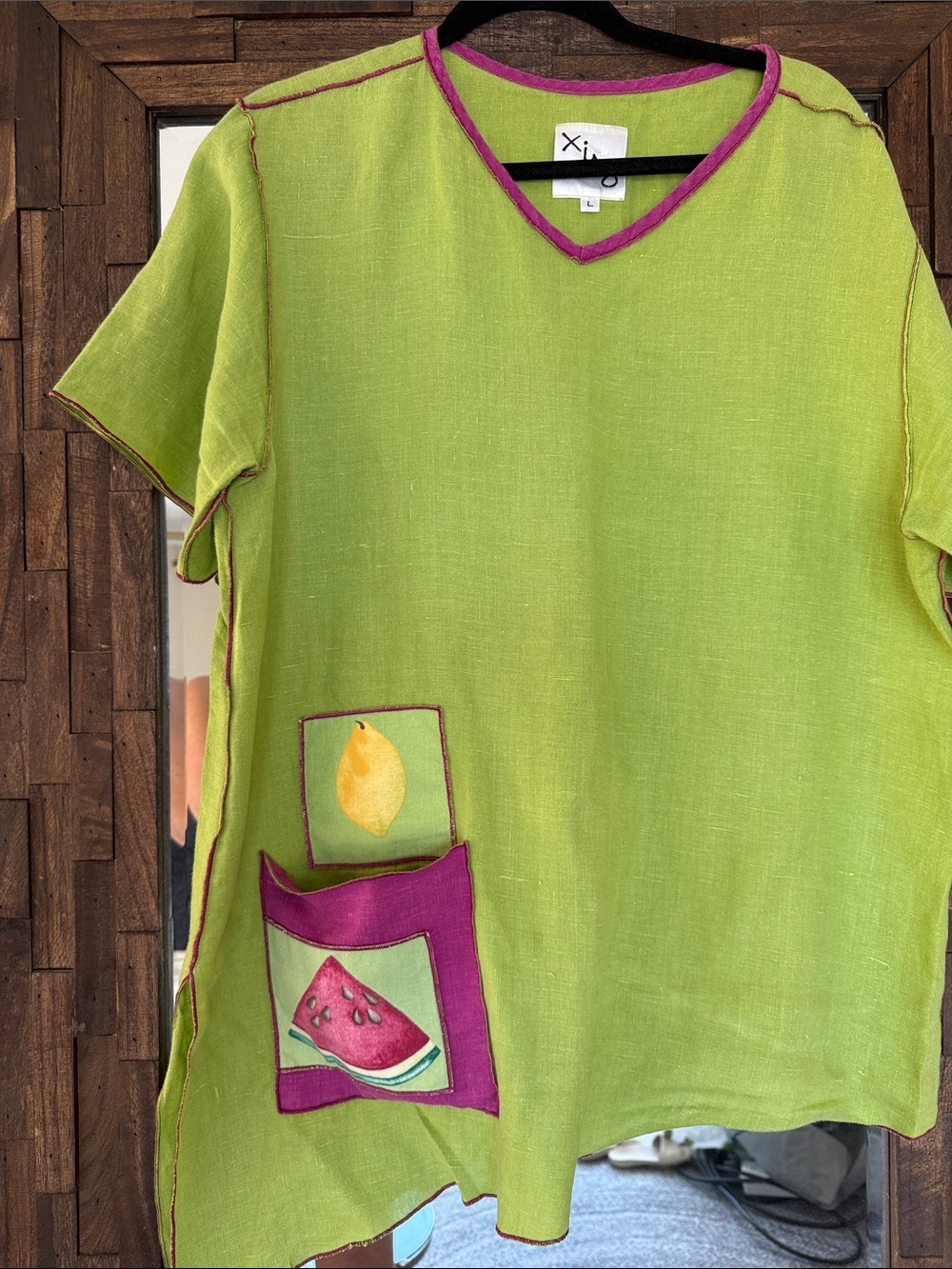 Xiao brand women’s 100-% linen top